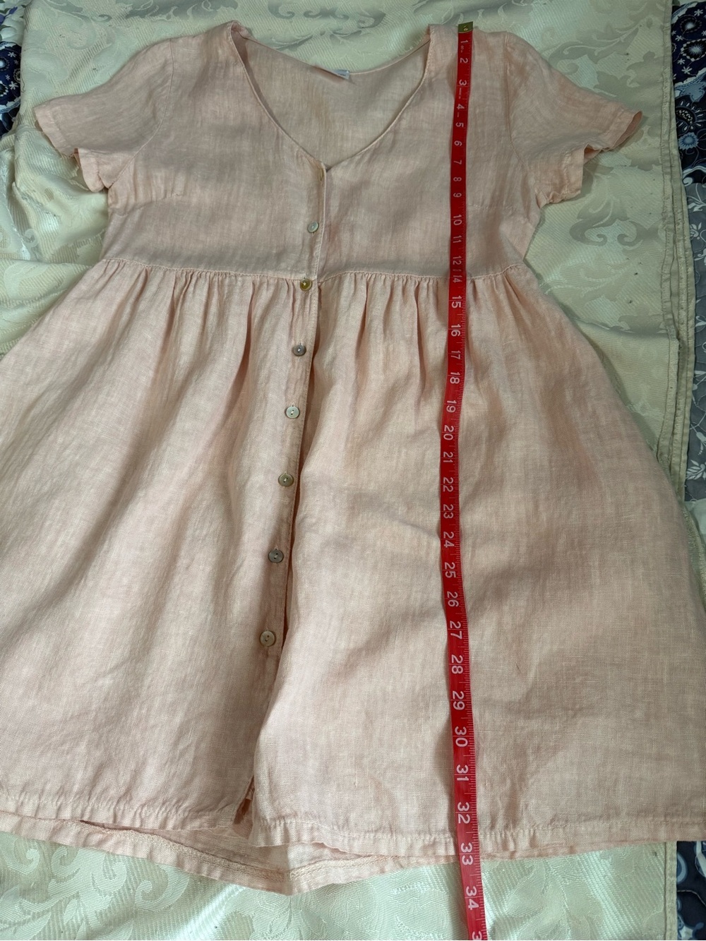 Jillian Harris x PRIV Hampton Pink 100% Linen Made in Italy Babydoll Dress S - Picture 9 of 12